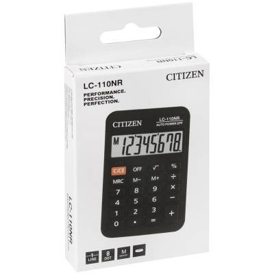 КанцРЦ Калькулятор карманный Citizen LC-110NR, 8 разр., питание от батарейки, 58*88*11мм, черный, L
